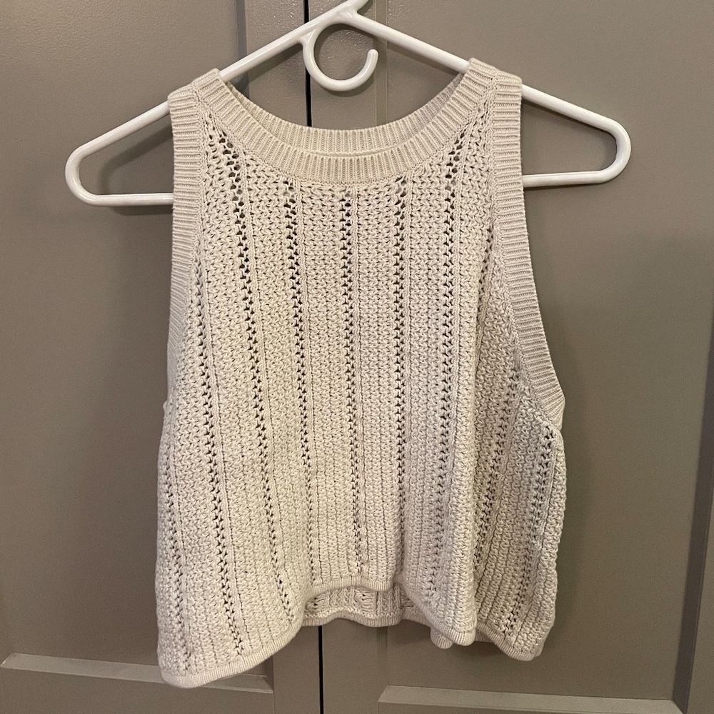 White Knitted Sweater, Sleeveless - Banana Republic